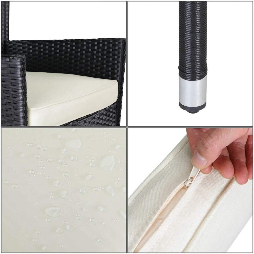 Deuba polyrattan fotel 2 darabos - fekete/krémszínű párnák