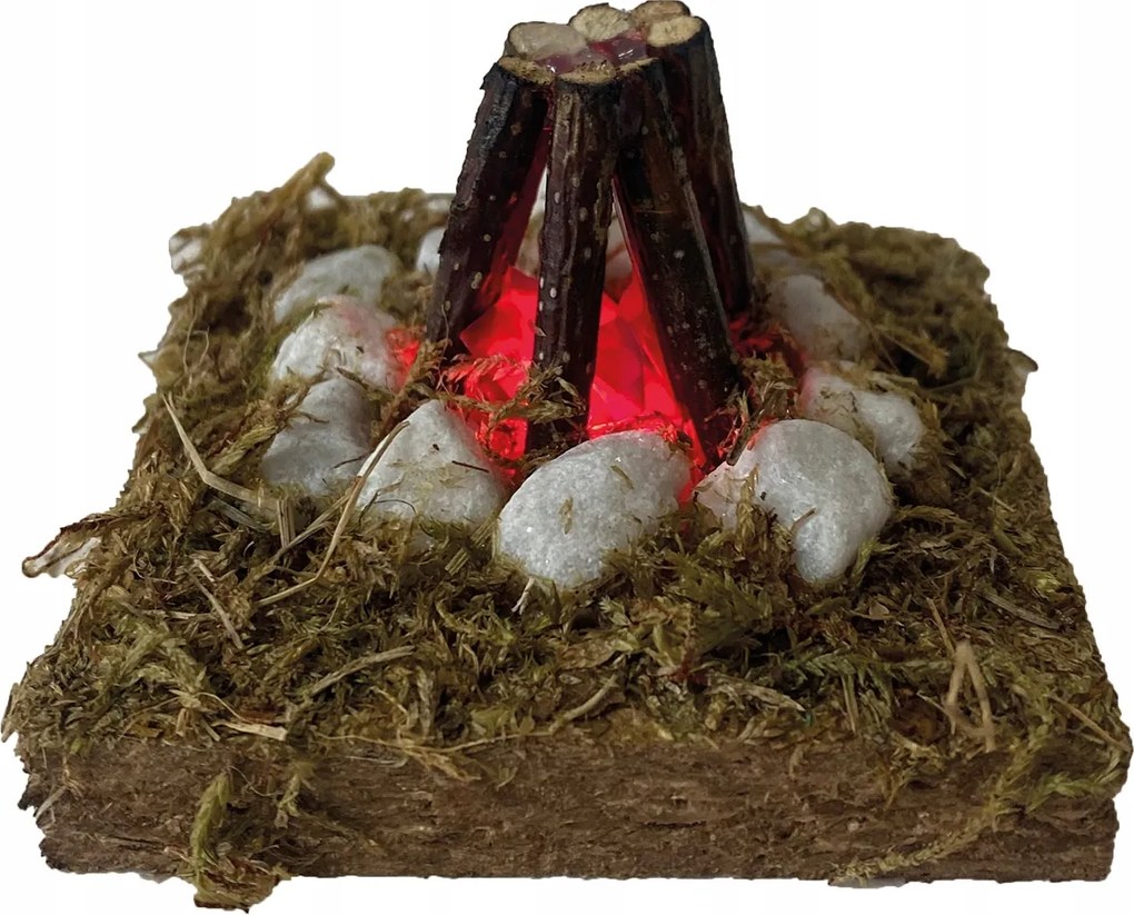 Tűzrakóhely piros villogó izzóval *akkumulátorral* 10-13cm magas figurákhoz