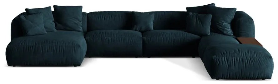 Sötétkék bársony moduláris sarokkanapé (jobb oldali-U alakú) Martina – Micadoni