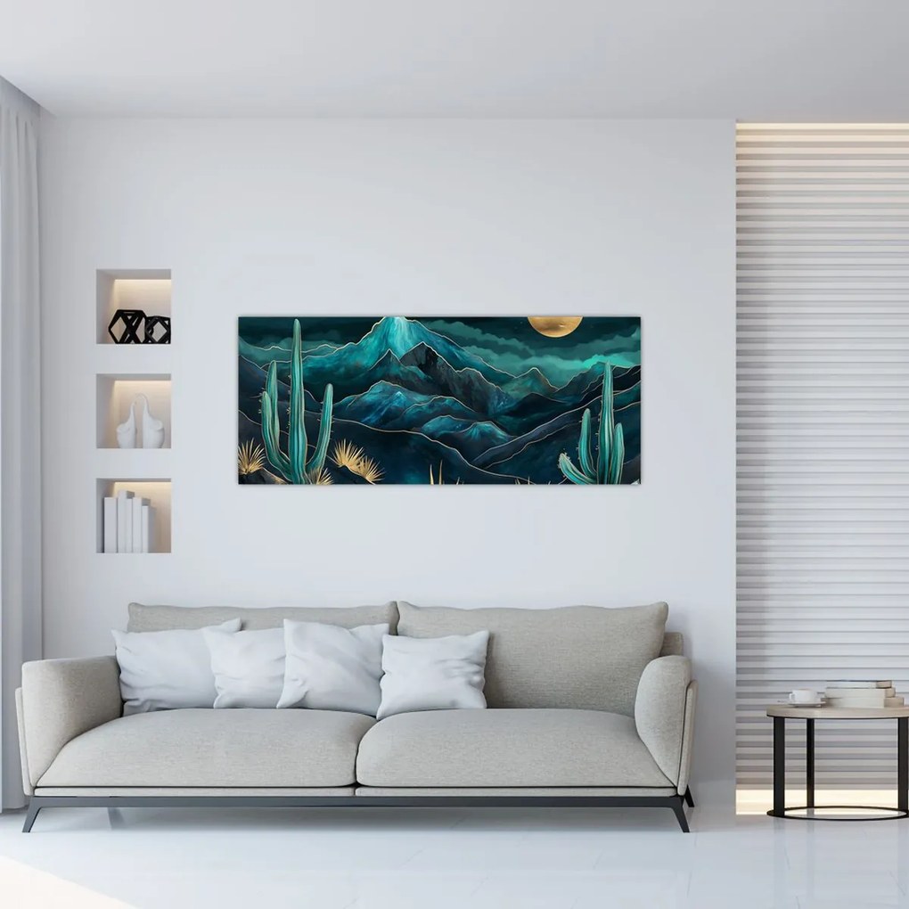 Kép - Türkiz éjszaka (120x50 cm)