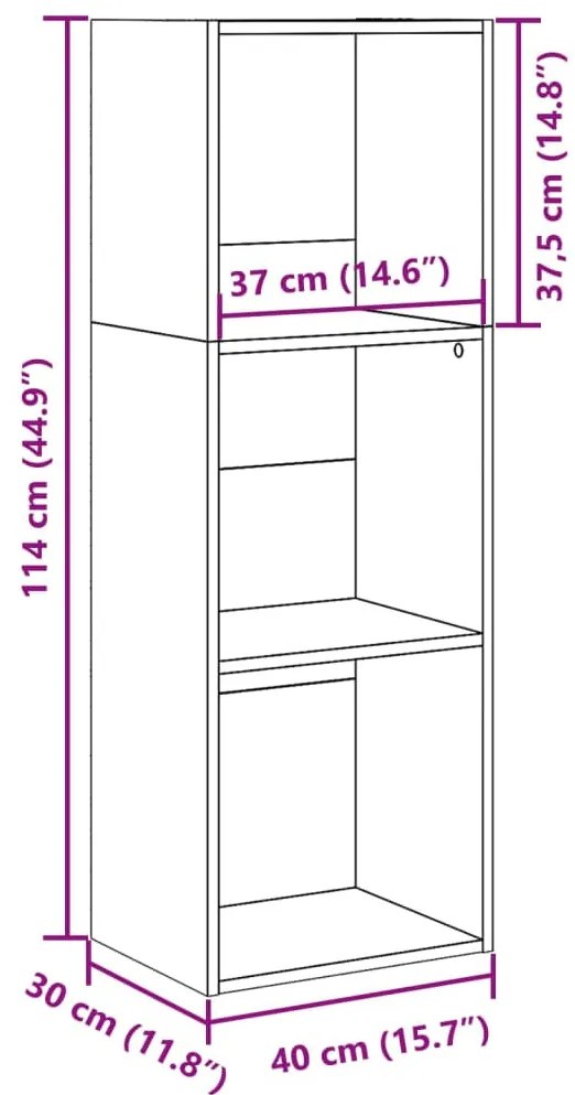 antik fa színű szerelt fa könyvespolc 40 x 30 x 114 cm