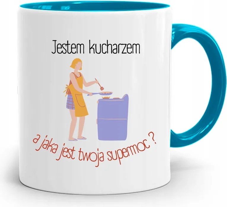 Kék Bögre Szakácsnak És MI Az Erőd fényképes nyomtatással