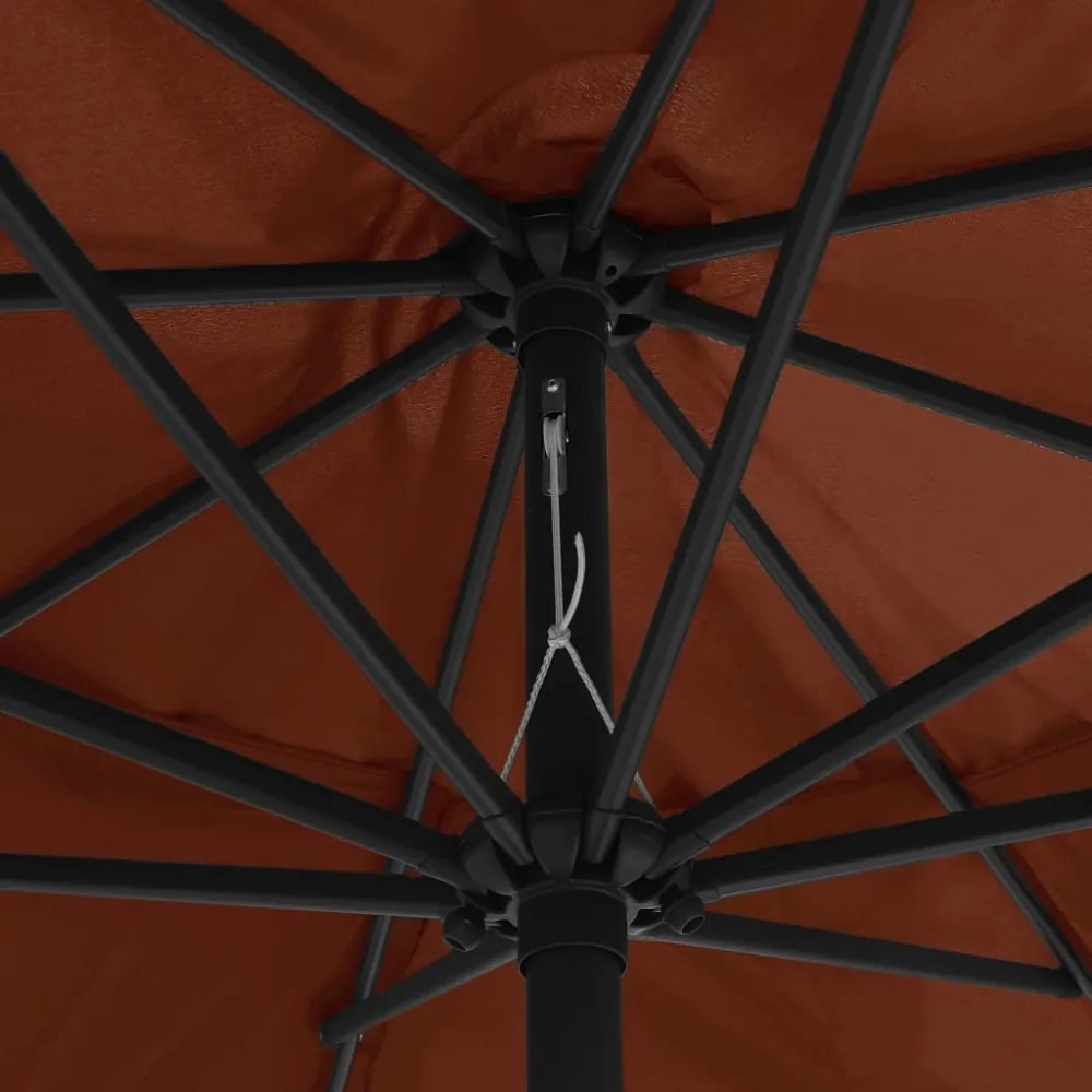 terrakotta színű kültéri napernyő fémrúddal 390 cm
