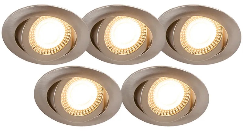 5 db modern süllyesztett spotlámpa készlet acélból, LED-del, 3 fokozatú fényerőszabályzóval - Mio