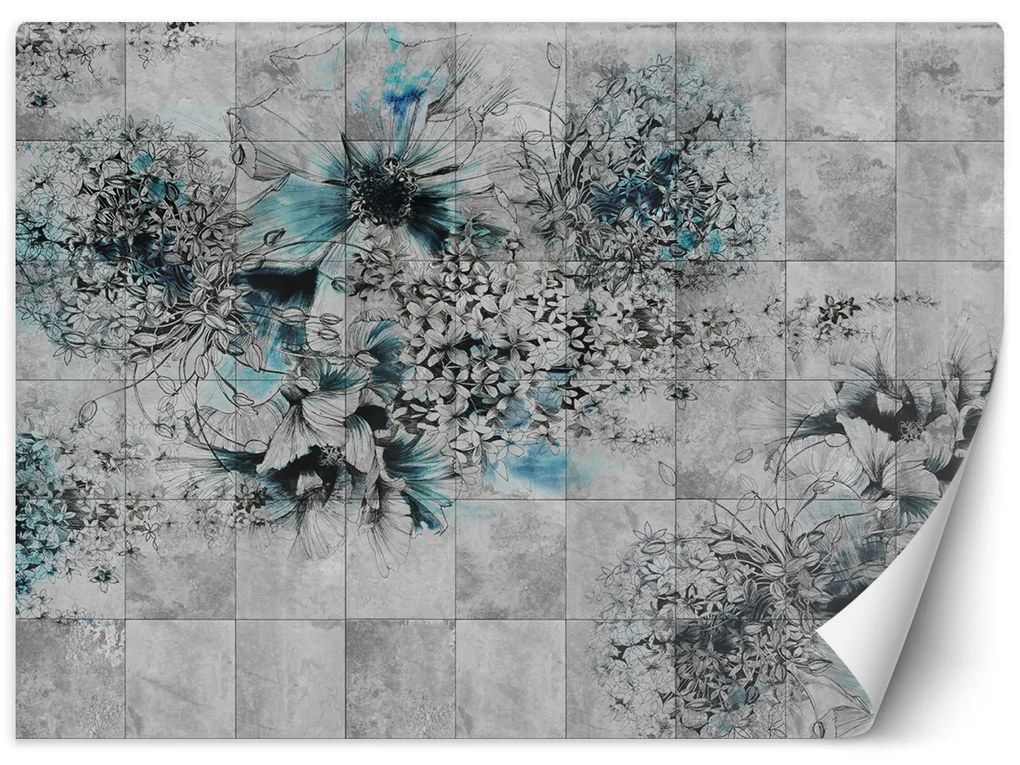 Gario Fotótapéta Virágok akvarell szürke háttéren Anyag: Vlies, Méret: 400 x 280 cm