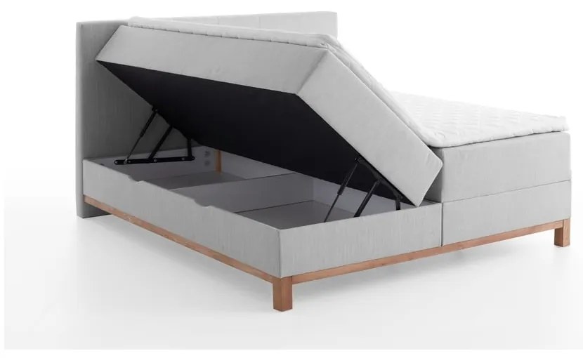 Világosszürke boxspring ágy tárolóhellyel 160x200 cm Catania - Meise Möbel