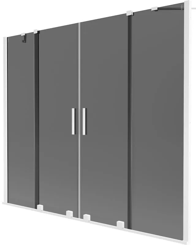 Mexen Velar Duo, 2 szárnyas eltolható kádparaván 200 x 150 cm, 8mm szürke üveg, fehér profil, 896-200-000-42-20