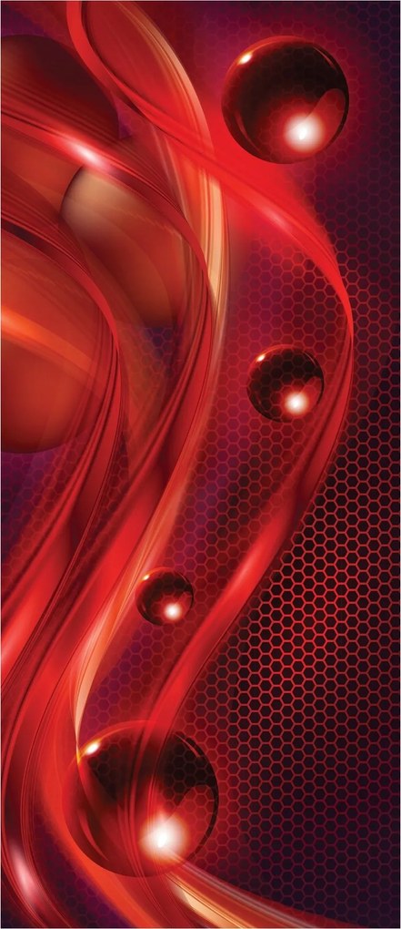 Fotótapéta Vörös gömbök és hullámok Modern absztrakt 91x211 +ragasztó