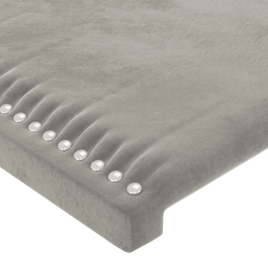 világosszürke bársony LED-es fejtámla 83 x 16 x 78/88 cm