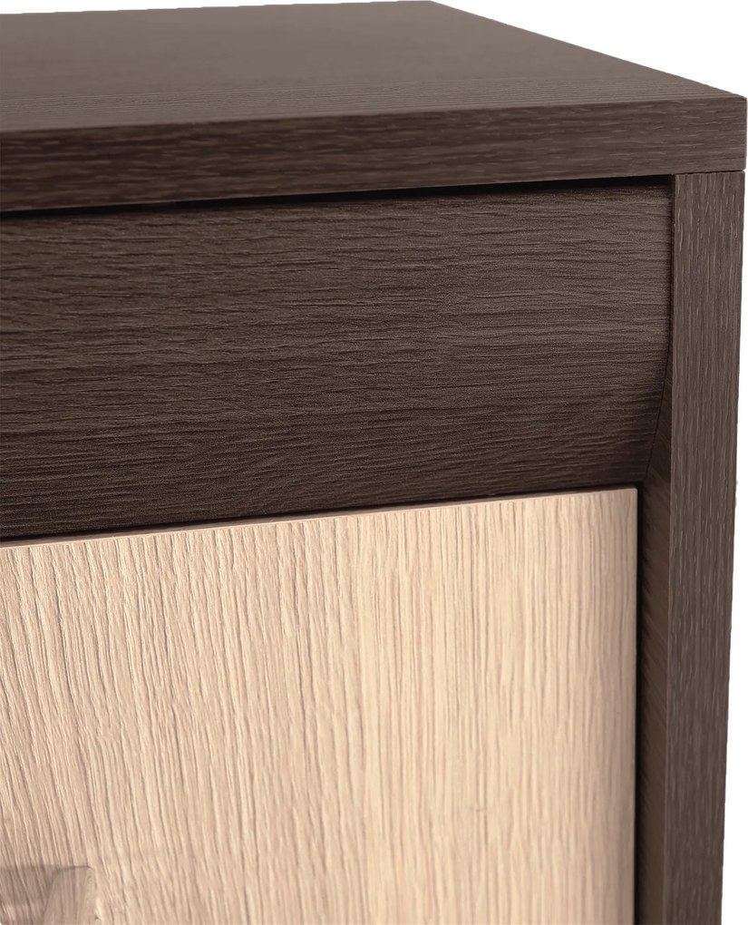 Komód, DTD/MDF, tölgy világos/tölgy sötét, KORINA