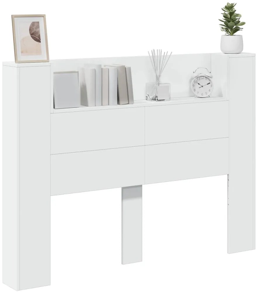 Fejtámla LED -es lámpákkal Fehér 140 x 16,5 x 103,5 cm Faanyag