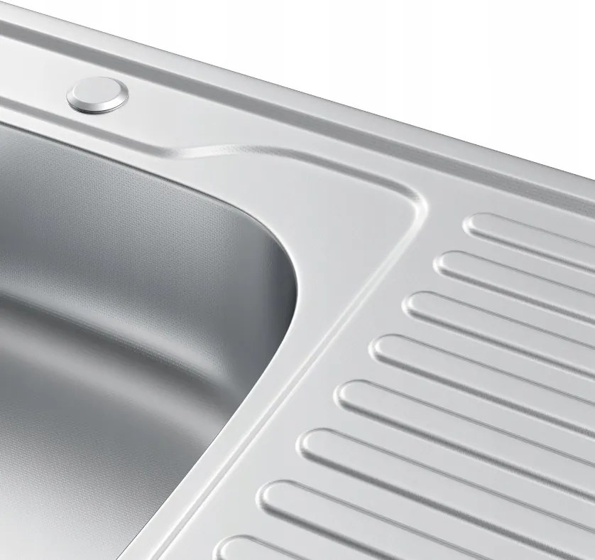 Erga HD, 1 kamrás acél mosogató 800x500x160 mm hosszú lefolyóval, vászon dekorral, ERG-MLS-HD8050DN