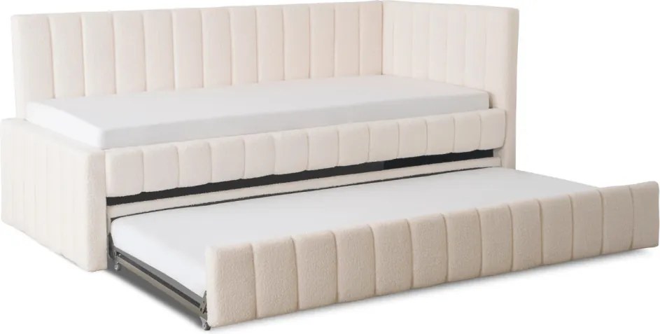 Łóżko 90x200 VILLEMO Kremowe Boucle