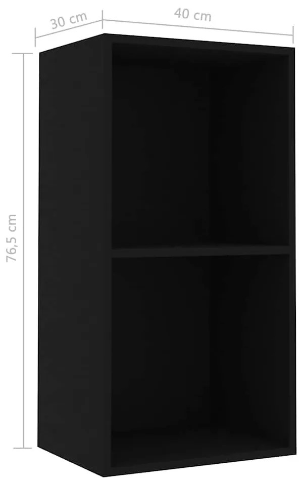 fekete szerelt fa könyvszekrény 40x30x76,5 cm