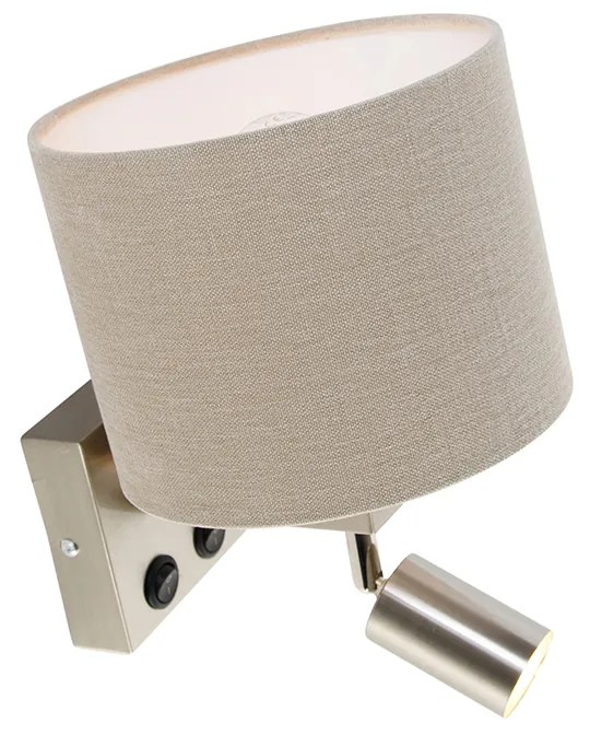 Acél fali lámpa olvasólámpával és búrával 18 cm világosbarna - Brescia