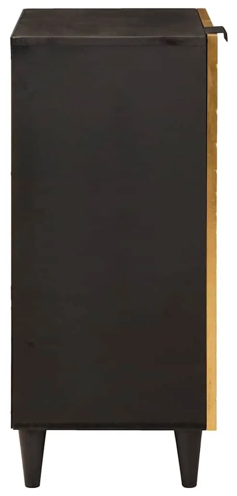 Széf polcokkal Fekete és Arany 40 x 33 x 75 cm tömör mangófa