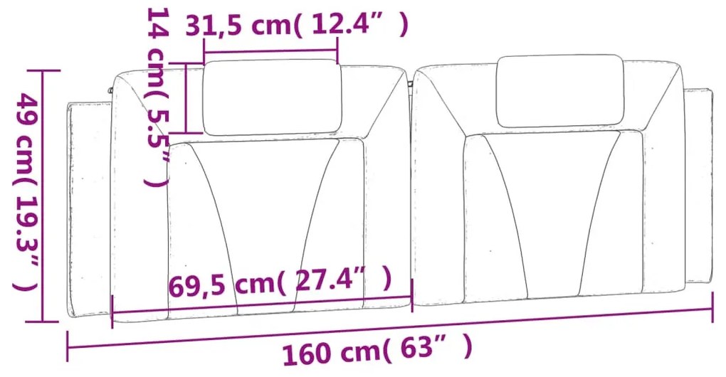 fehér műbőr fejtámla párna Viana 160 cm