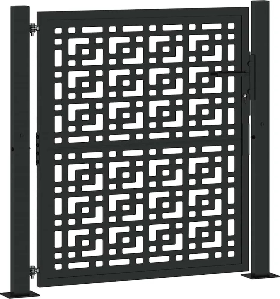 vidaXL fekete acél kerti kapu 100x100 cm kereszt mintával