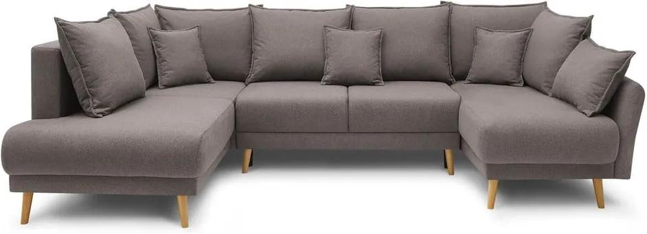 Mia XXL szürke-barna kinyitható U alakú kanapé, jobb oldali - Bobochic Paris