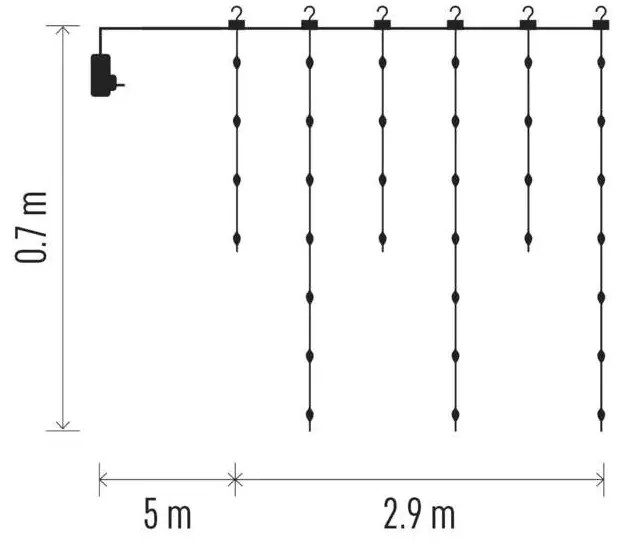LED karácsonyi drop fényfüzér – jégcsapok, 2,9 m, kültéri és beltéri, meleg fehér, progr.