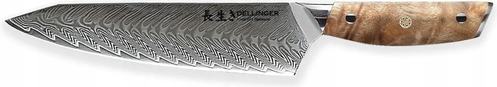 Kiritsuke Kés 215 mm Dellinger Longevity Damascus Edition