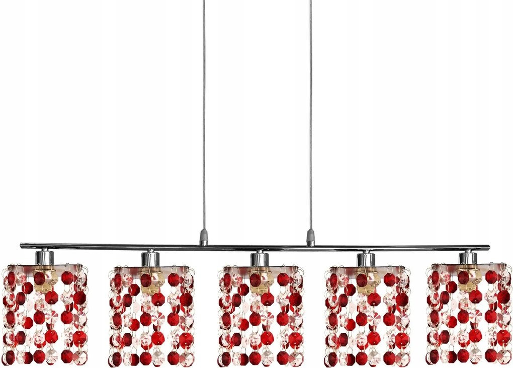 Függőlámpa króm/piros kristályok 5x40W G9 C