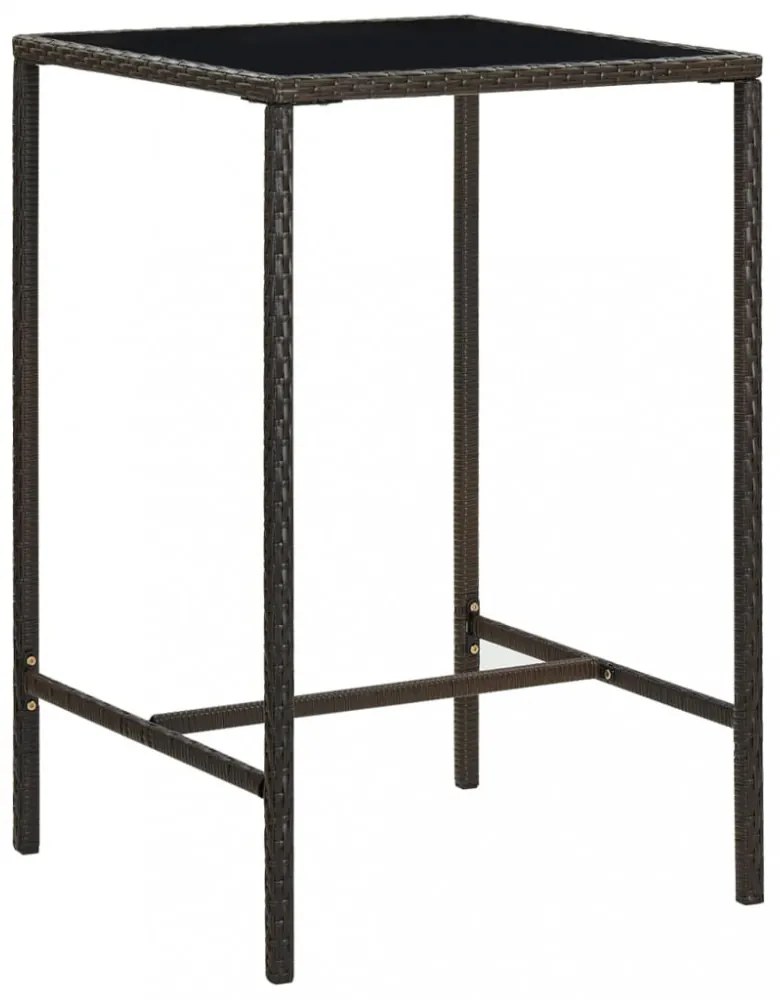 3 részes barna polyrattan kerti bárszett párnákkal