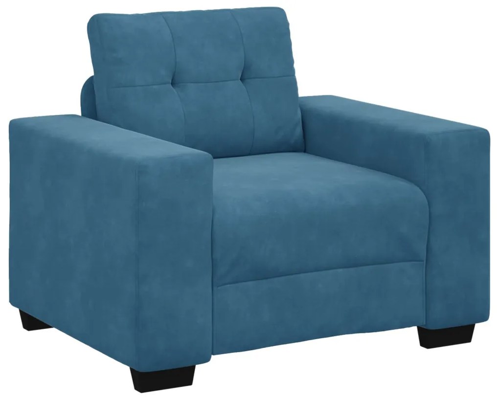 vidaXL Kanapé 3 pcs Kék Lábbal kevert anyag