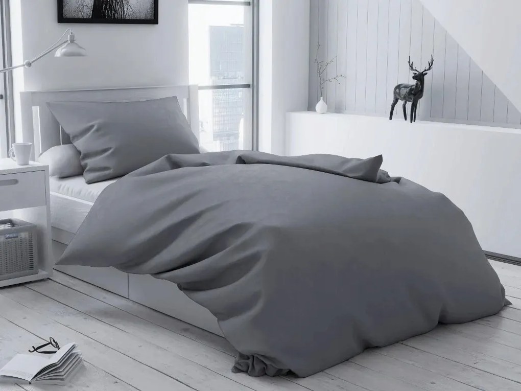 Pamut ágyneműhuzat Lux szürke gombos