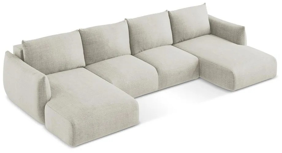 Bézs kinyitható sarokkanapé (U alakú) Leila – Makamii