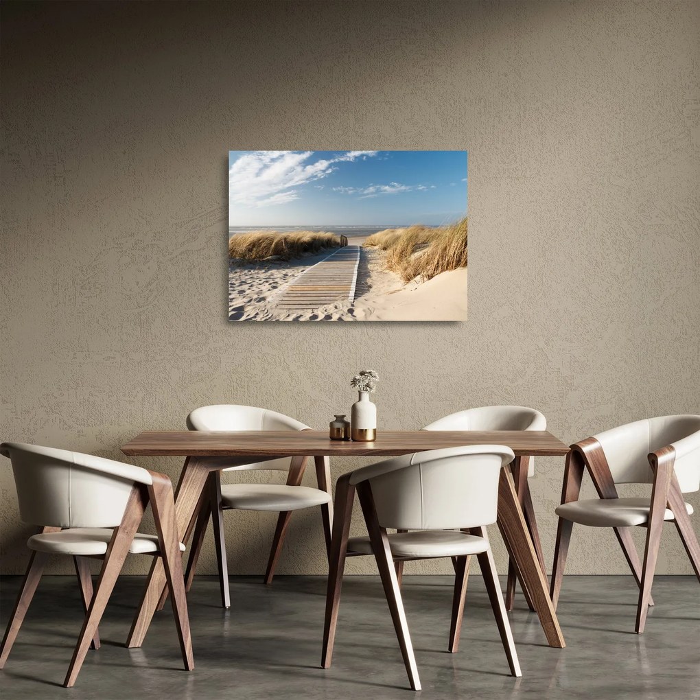 Kép - Homokos strand Langeoog szigetén, Németországban (üvegen) (70x50 cm)