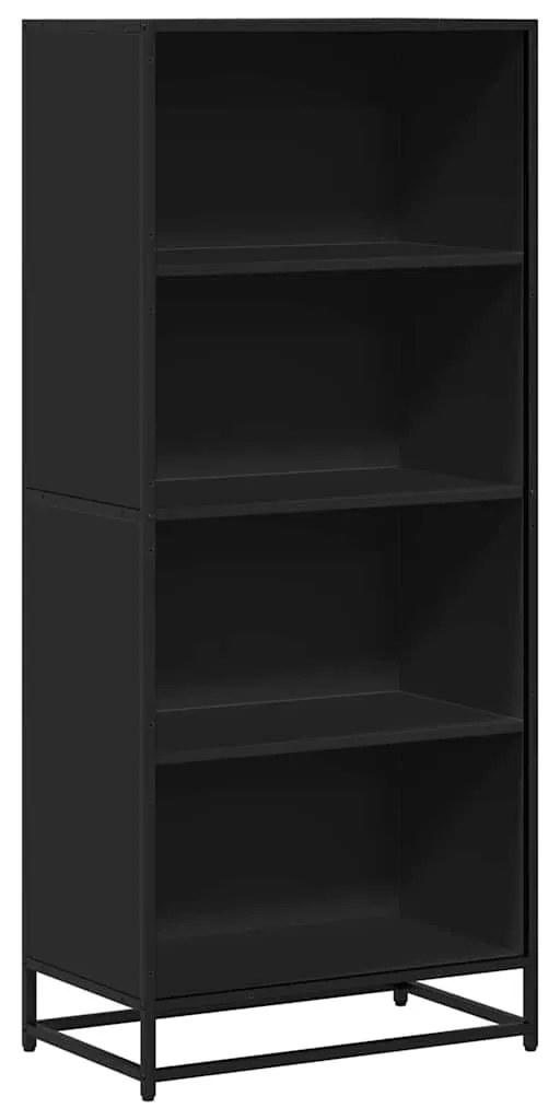 fekete szerelt fa könyvszekrény 60 x 35 x 139 cm