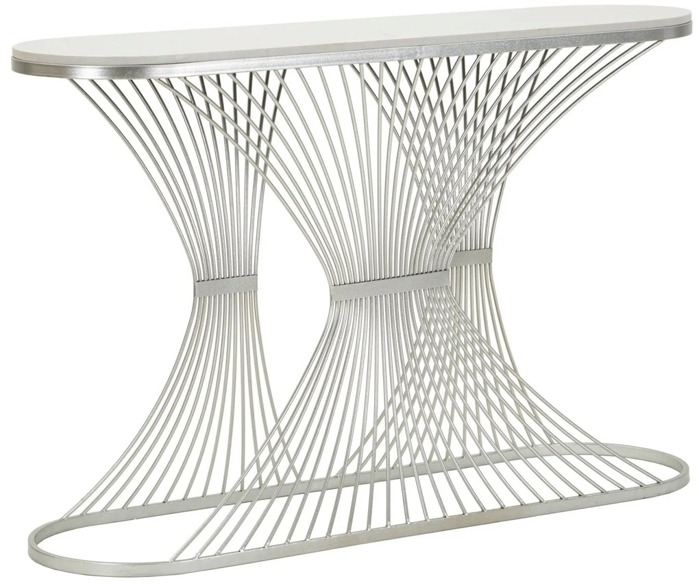 Luxus ezüst konzolasztal márvány asztallappal 120X35X79 cm