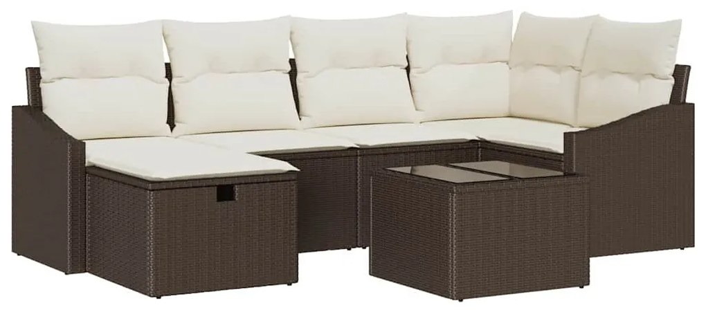Kerti Kanapé Szett 7 pcs Barna 55 x 62 x 69 cm Poli rattan