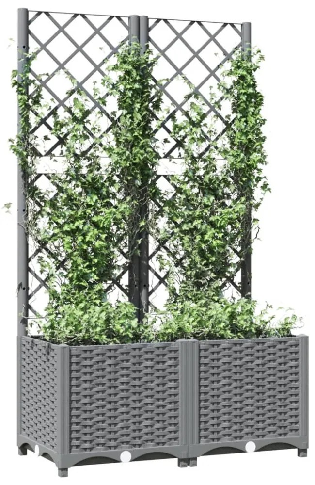 világosszürke PP rácsos kerti ültetőláda 80 x 40 x 136 cm