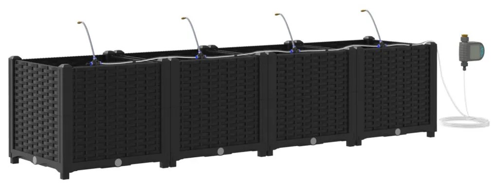 Kerti ültetők Fekete 160 x 40 x 37.5 cm Acél