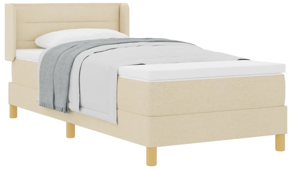 Boxspring ágy matraccal - krém szövettel, 100 x 200 cm