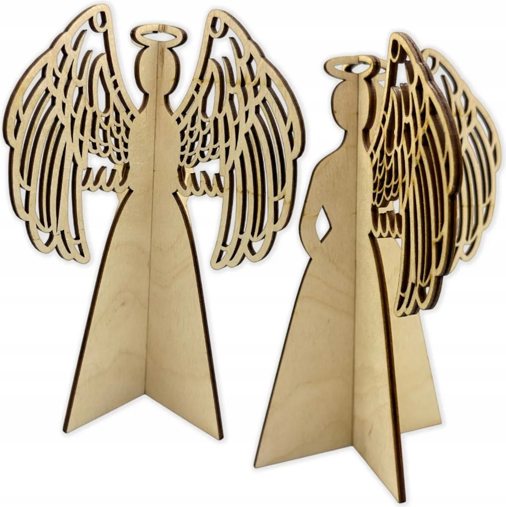 Fa Angyalka Angyal 3D Rétegelt lemez Dekoráció Karácsonyi Dekoráció 17cm