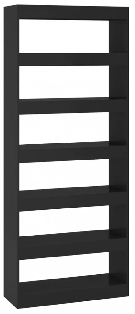fekete szerelt fa térelválasztó könyvszekrény 80x30x198 cm