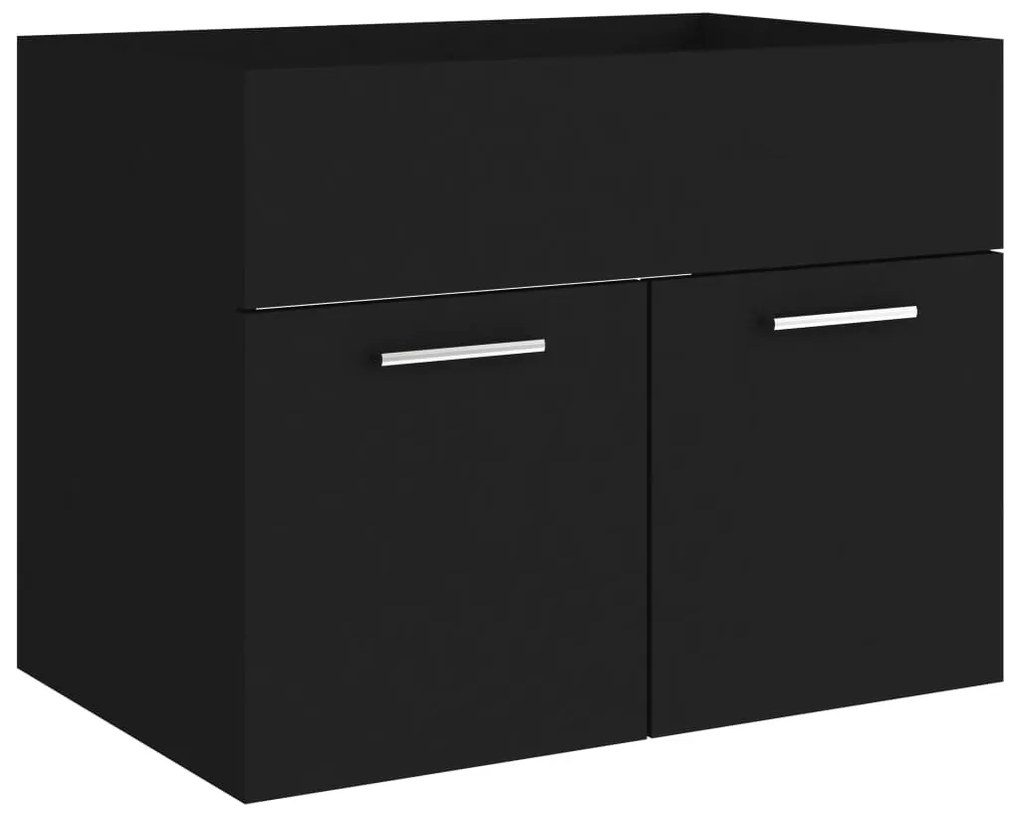 Fekete szerelt fa mosdószekrény 60 x 38,5 x 46 cm