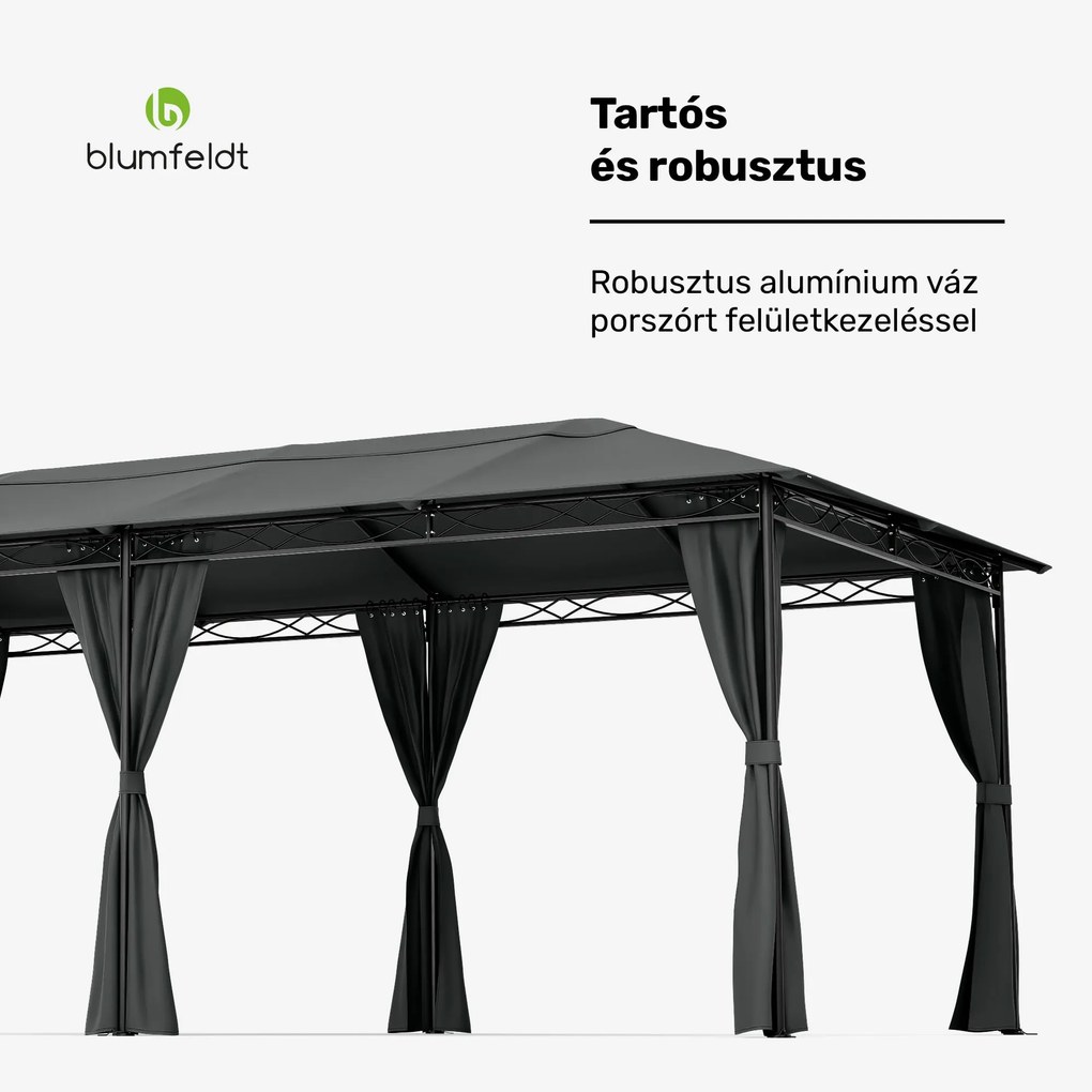 Blumfeldt Mondo 3x6 pavilon fémkerettel és 4 oldalfallal