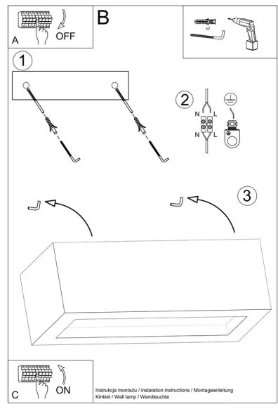 Sollux SL.0992 - Fali lámpa VEGA 1xE27/60W/230V 30 cm beton
