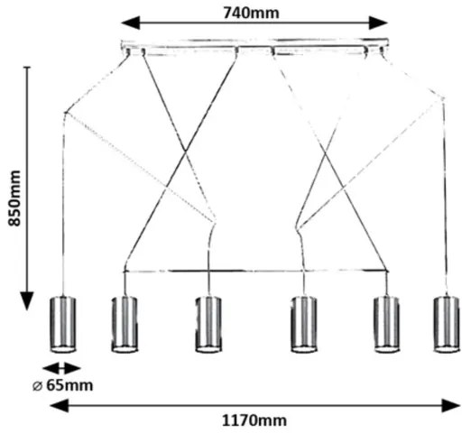Rabalux 72018 - ASLAUG 6xGU10/50W/230V mennyezeti lámpa kábellel