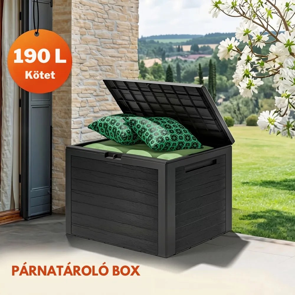 WOODEBOX tárolódoboz, 190L, 78x44x55 cm, antracit Prosperplast