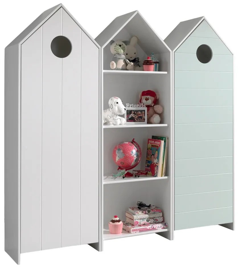 Fehér-világoskék nyitott gyerek ruhásszekrény 173x171,5 cm CASAMI – Vipack