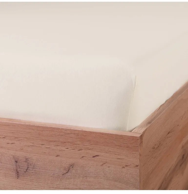 EMI krémszínű  100% pamutjersey gumis lepedő, 180x220-as lap