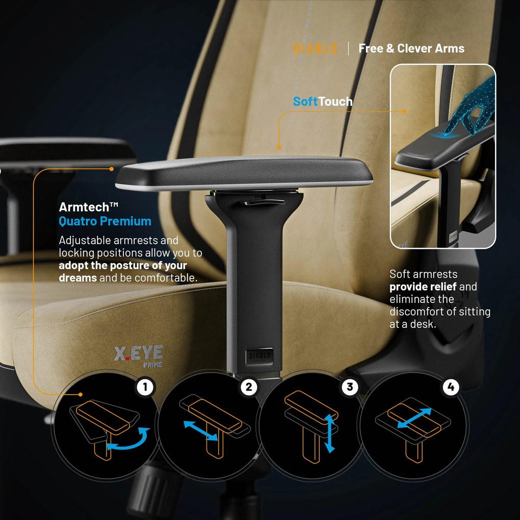 Gamer szék Normal Size arany-fekete: Diablo X-Eye Prime Broken Gold