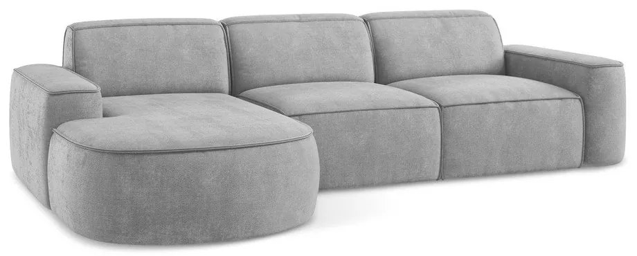 Világosszürke zsenília sarokkanapé (bal oldali-heverő résszel) Omao – Makamii