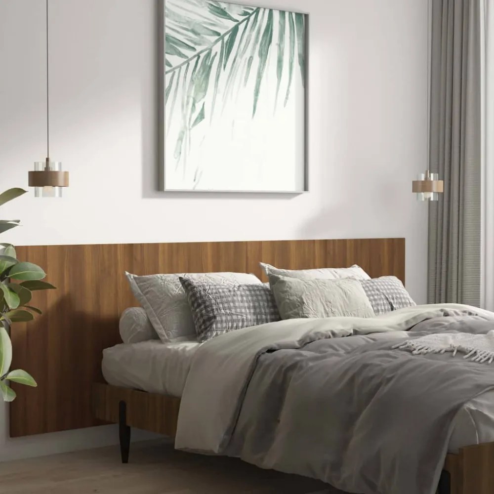 füstös barna tölgyszínű szerelt fali fejtámla 240 x 1,5 x 80 cm