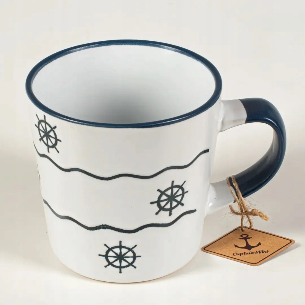 Kerámia bögre fehér, kormánykerék motívummal 350 ml
